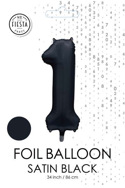 XXL Folienballon Zahl 1 Satin Schwarz